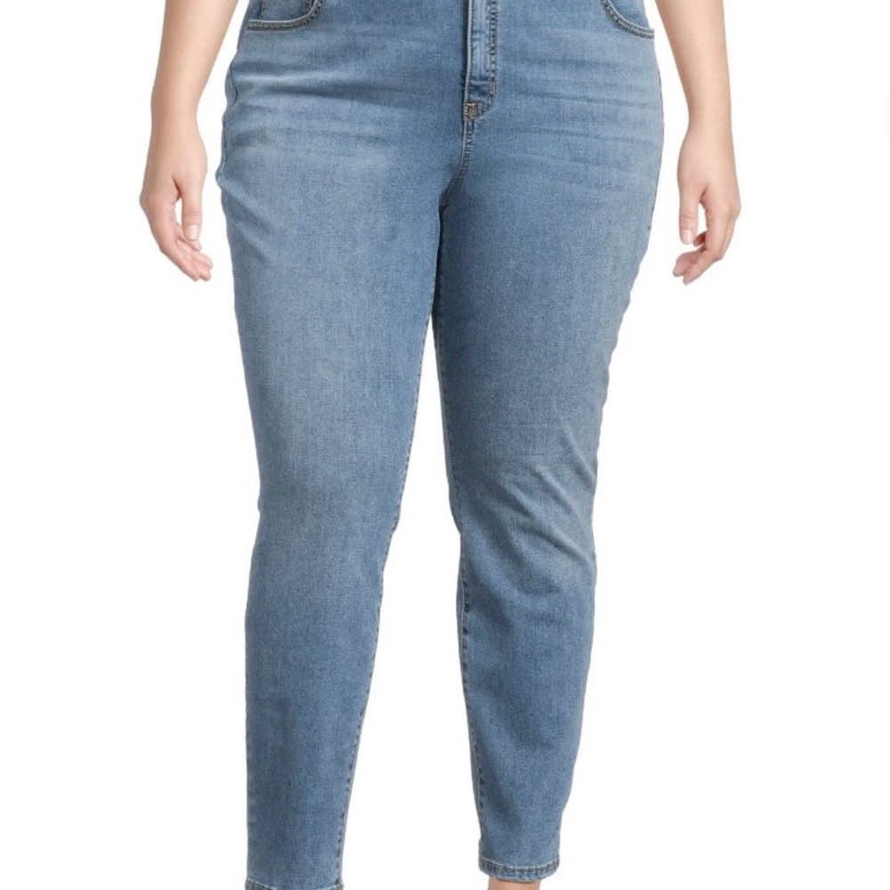 TERRA & SKY Womens Jeans Size 26W High Rise Skinny Jeans Distressed Stretch New